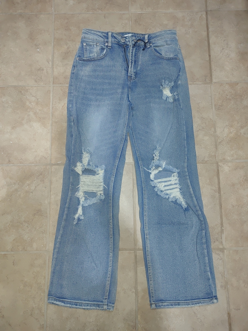 Light Blue Distressed Women’s Wide Leg Jeans